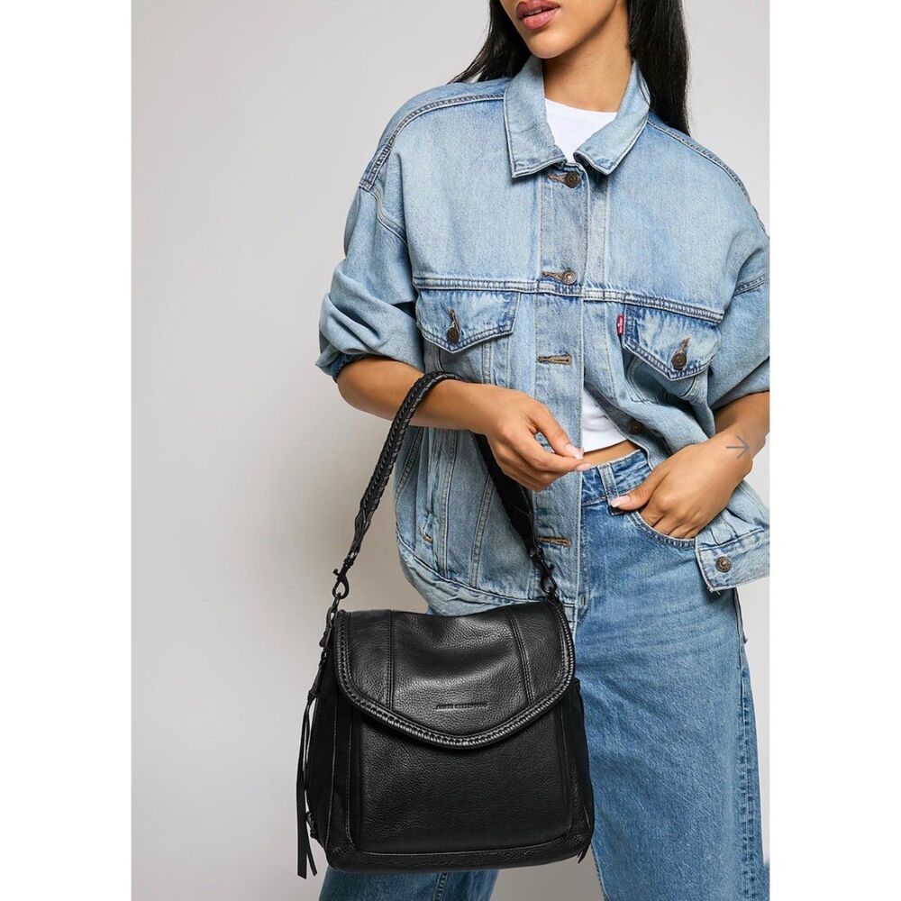 AIMEE KESTENBERG All For Love Convertible Shoulder Bag Black Leather
